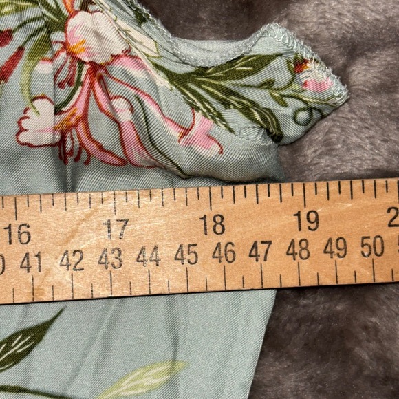 RTR Rebecca Taylor Floral Midi Dress Womens Large 12‎ Button Front Tie Shoulder - Picture 8 of 8